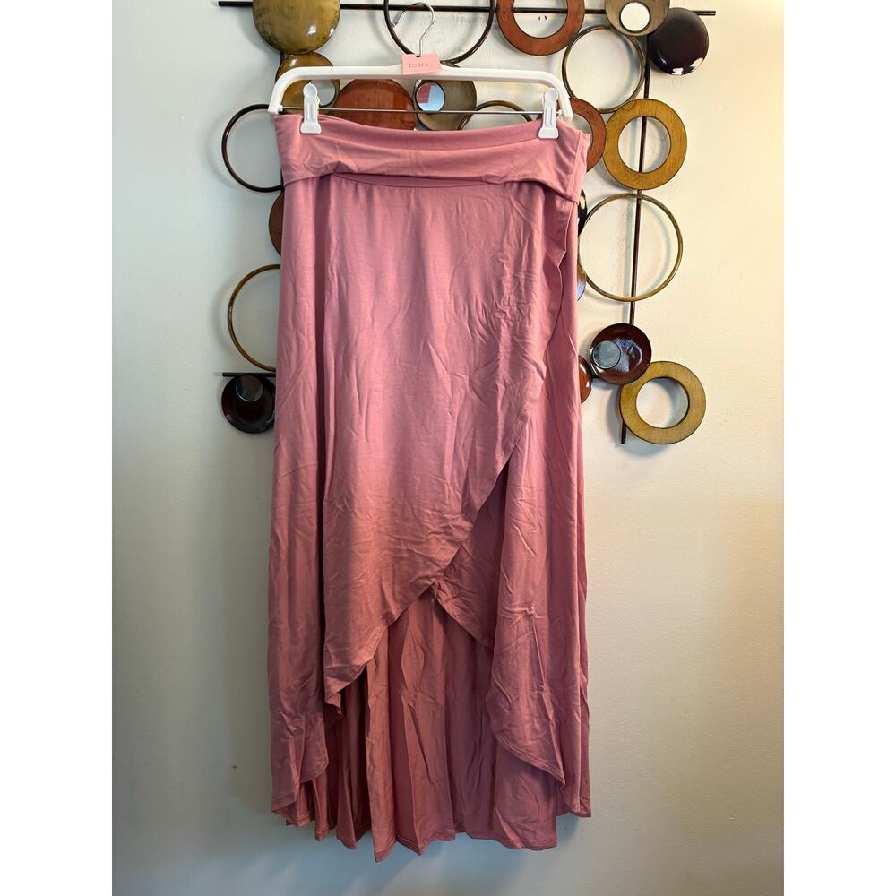 D112 women’s Azules large pink maxi high low skirt